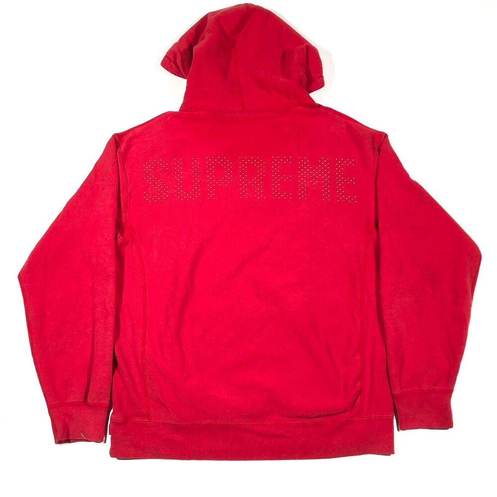SS18 Supreme Studded Black Red Gold Hoodie Sweater Pullover Size Large L B6